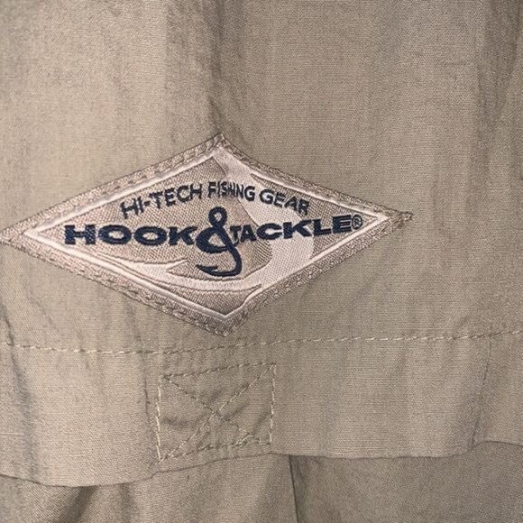 Hook & Tackle Mens Long Sleeve Fishing Shirt L Khaki Cotton Mesh Lining Metso Lo - Picture 8 of 10